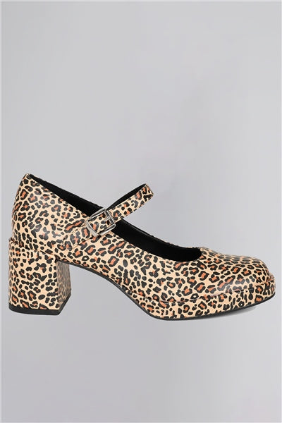 Sandy Jane Leopard Block Heel – Lindy Bop - Main Image