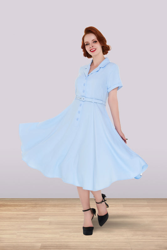Christine Flared Dress Light Blue