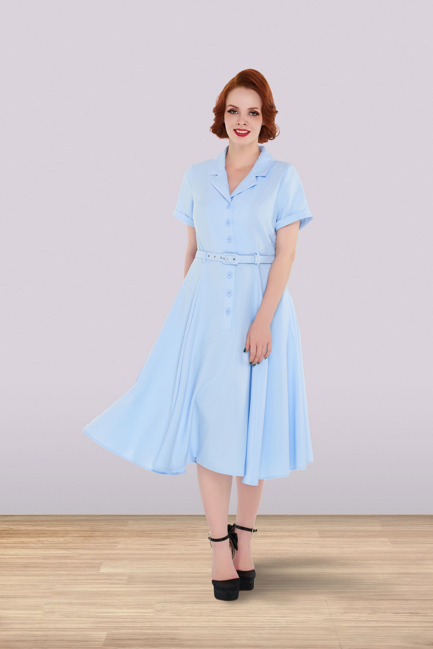Christine Flared Dress Light Blue