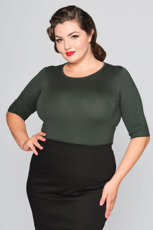 Chrissie Plain Knit Top Green