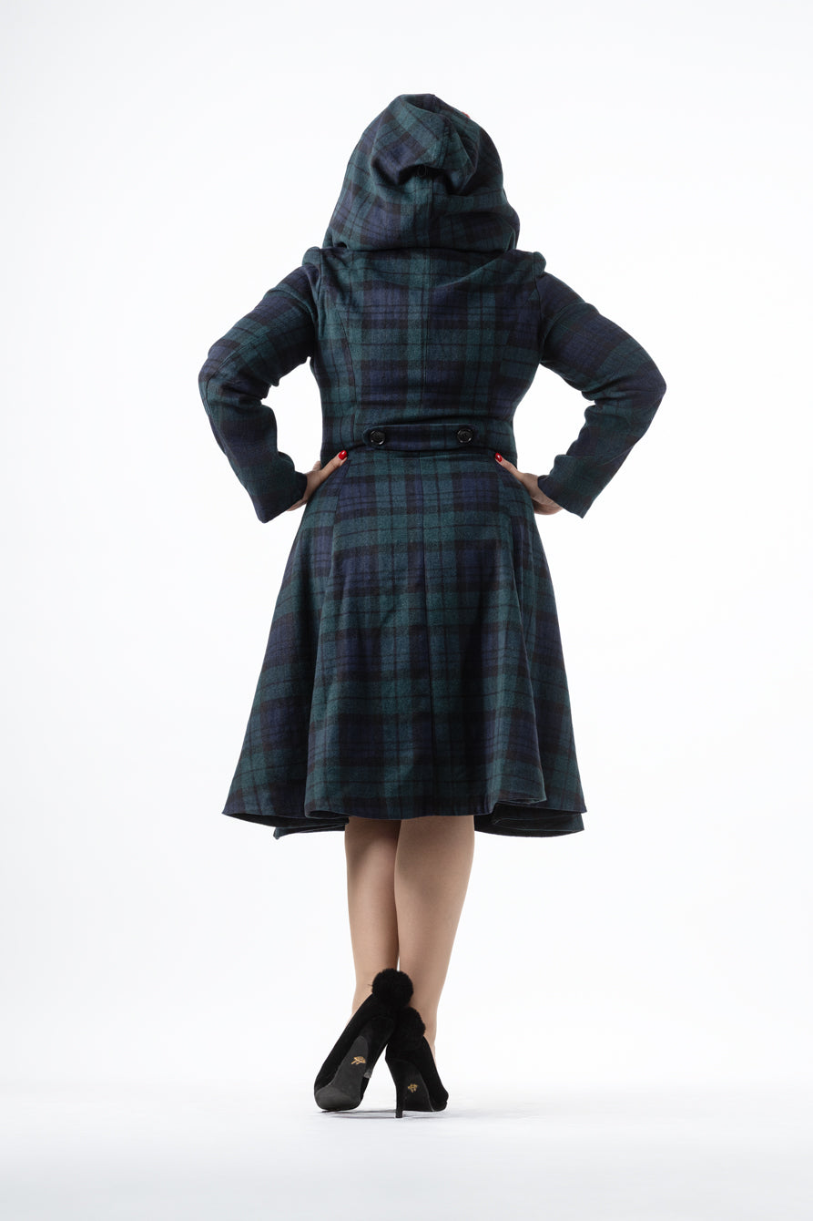 Heather Blackwatch Check Swing Coat