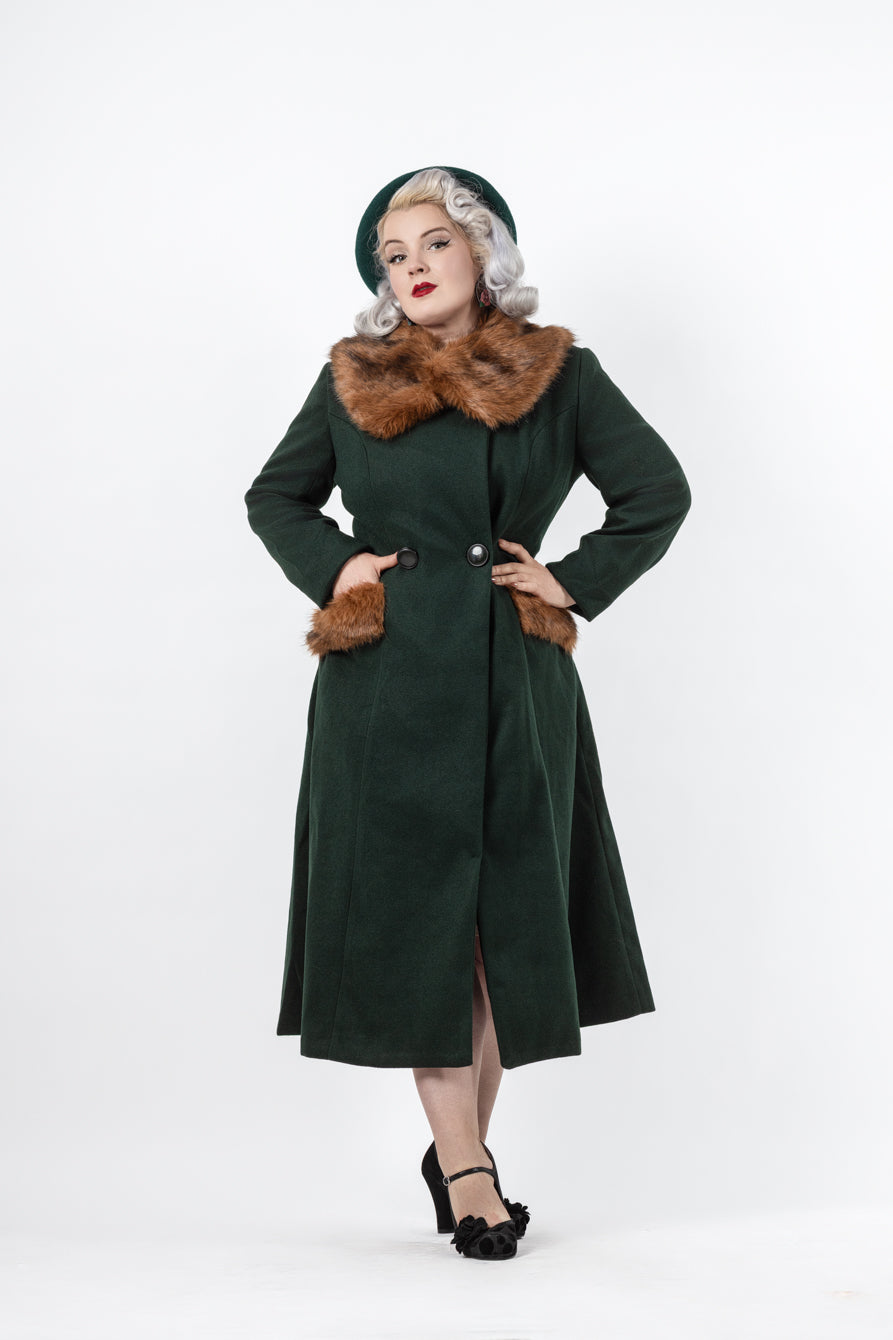 Annasofia Faux Fur Trim Coat – Lindy Bop
