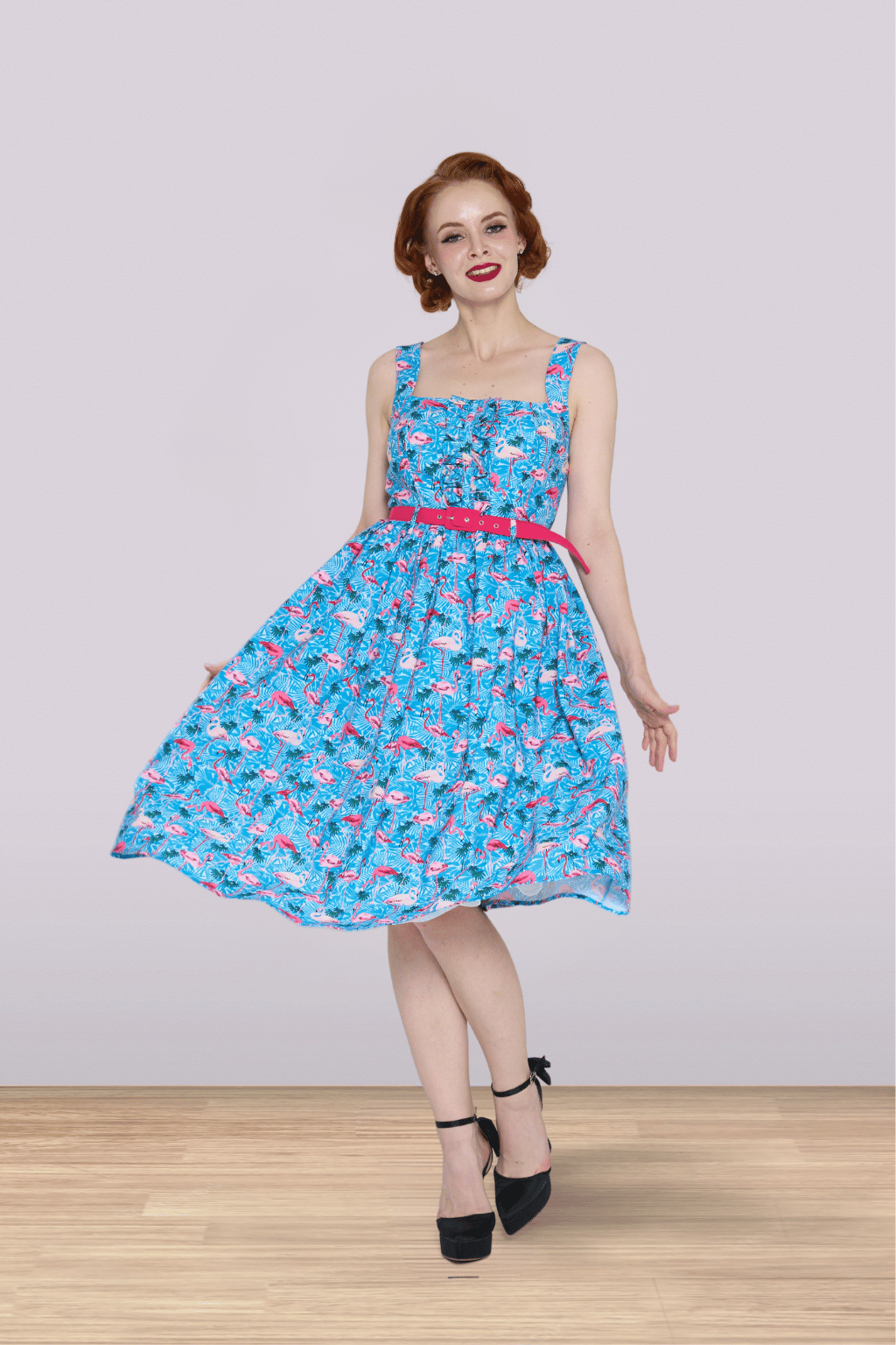 Lolita Flamingo Flared Dress Lindy Bop