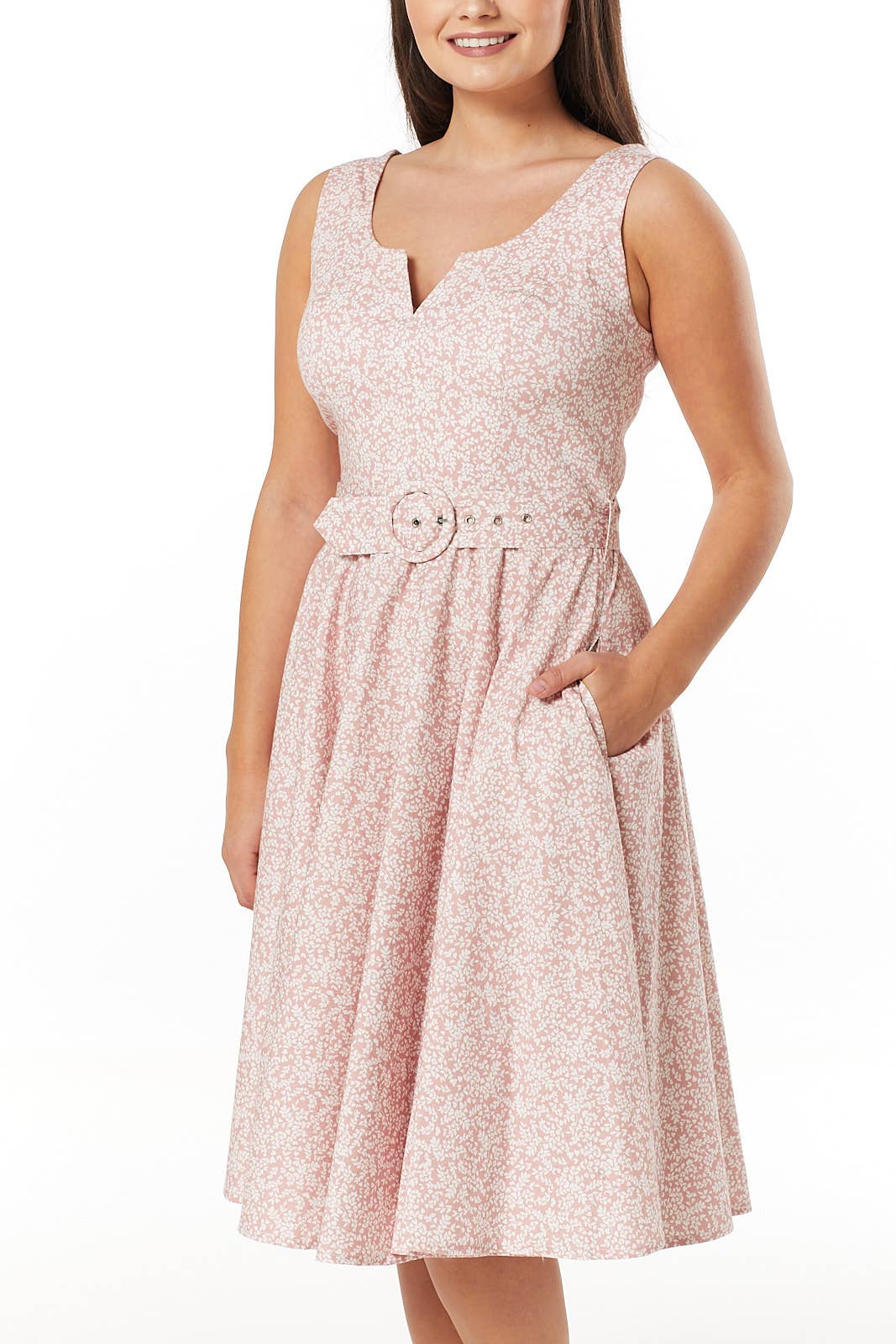 Tina Floral Fit and Flare Sleeveless, Midi Dress