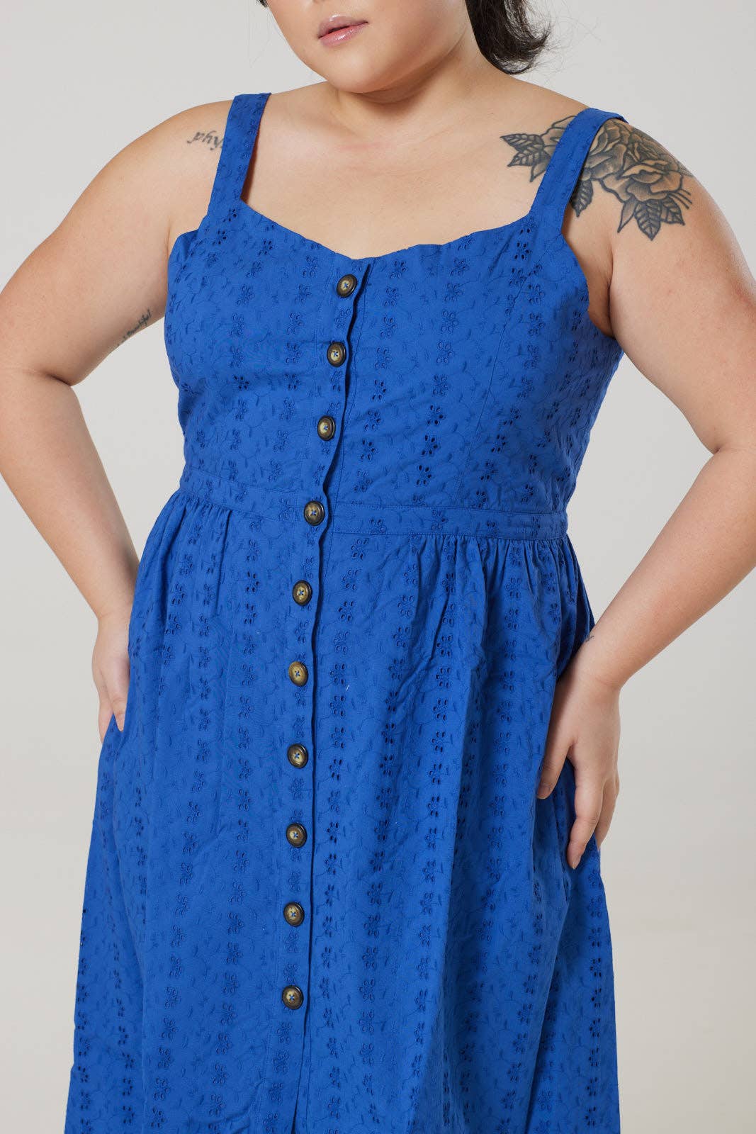 Remmy Org Cotton Anglaise Sun dress Dark Blue Dress