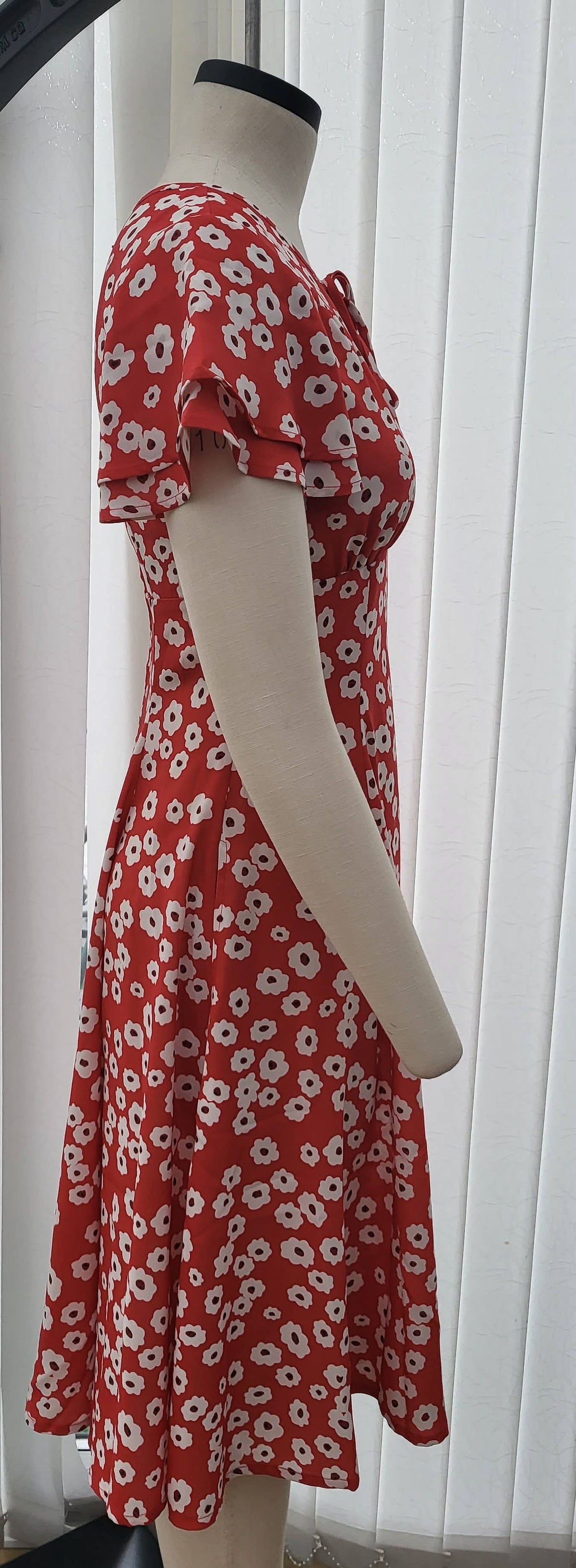 Marlow Red Flora Dress with Empire Waist
