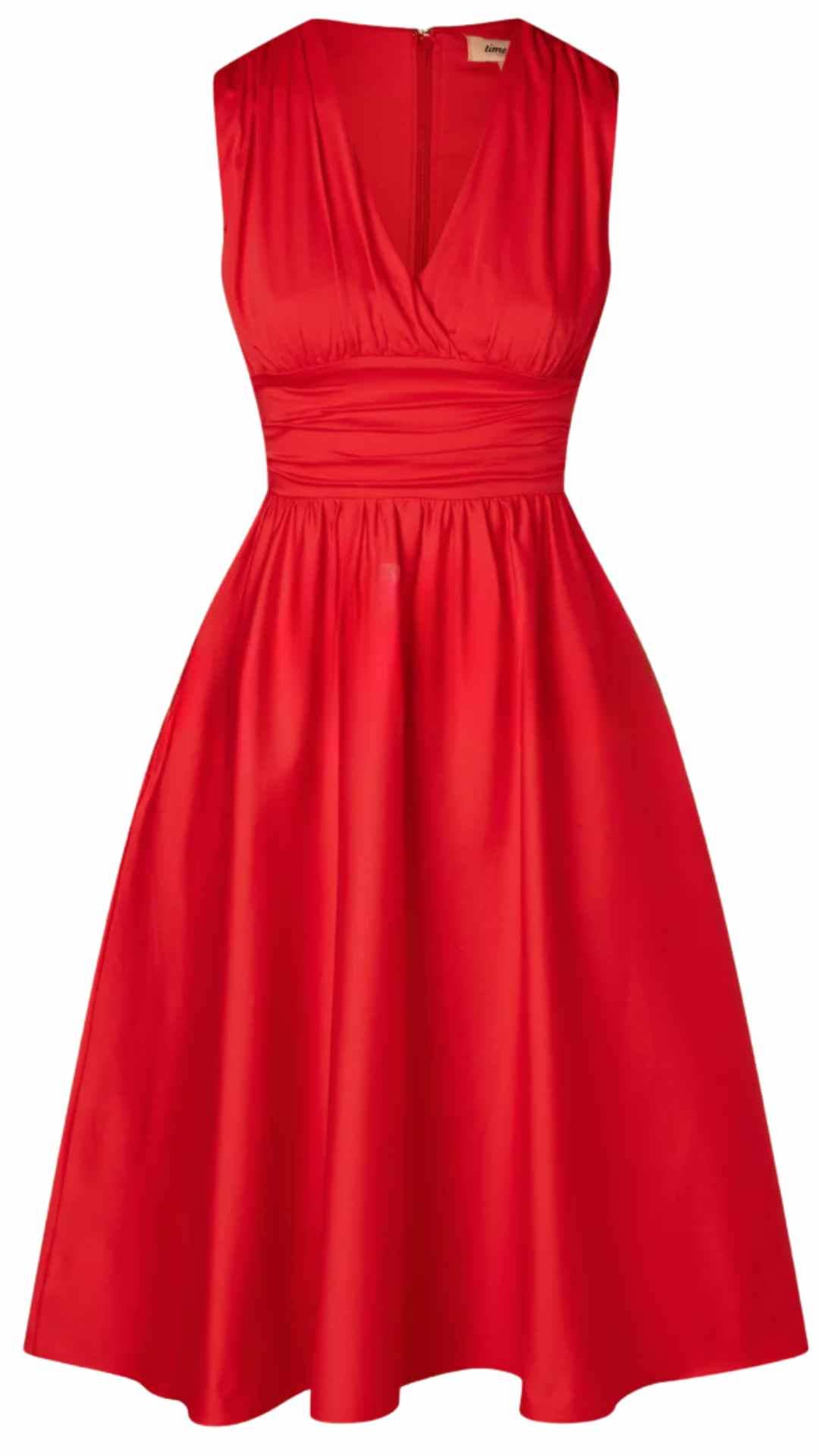 Candace V Neck Sleeveless Midi Dress Red