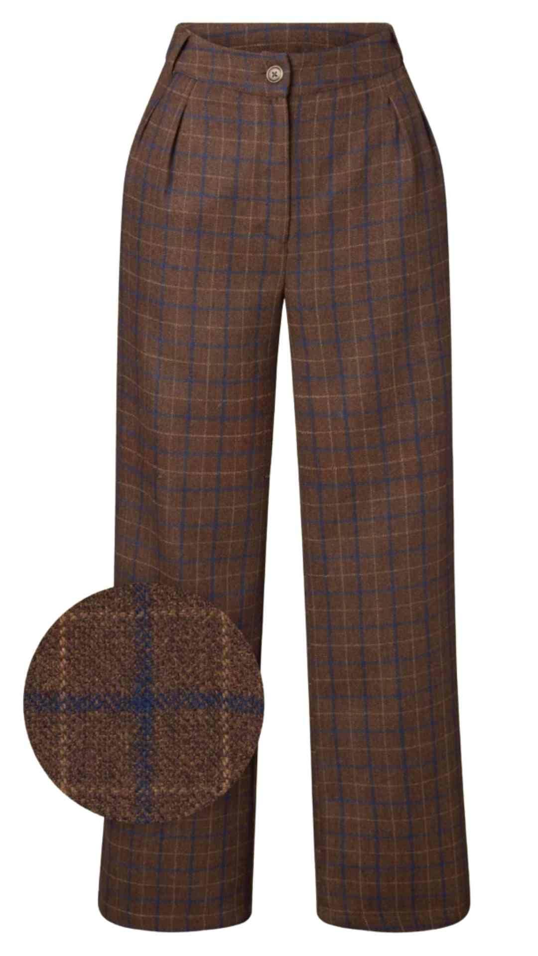 Wide Leg trousers Blue and Brown Check