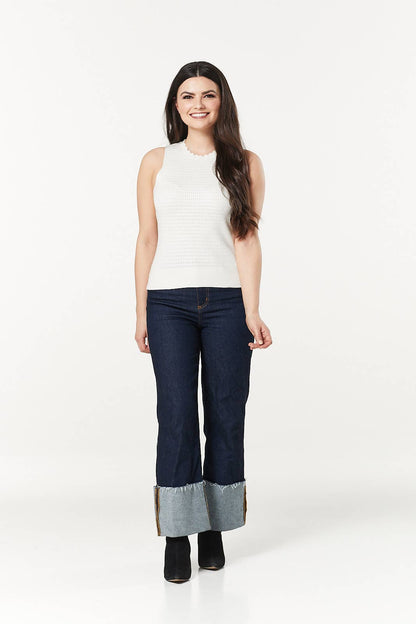 Bailey White Fine Knitted Top -Sustainable