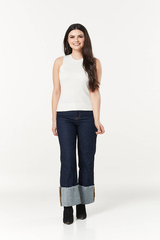 Bailey White Fine Knitted Top -Sustainable