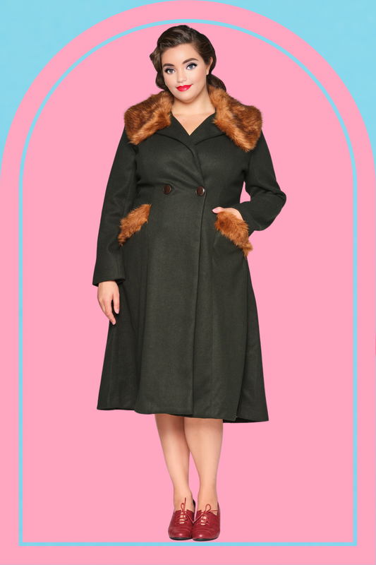 Annasofia Faux Fur Trim Coat