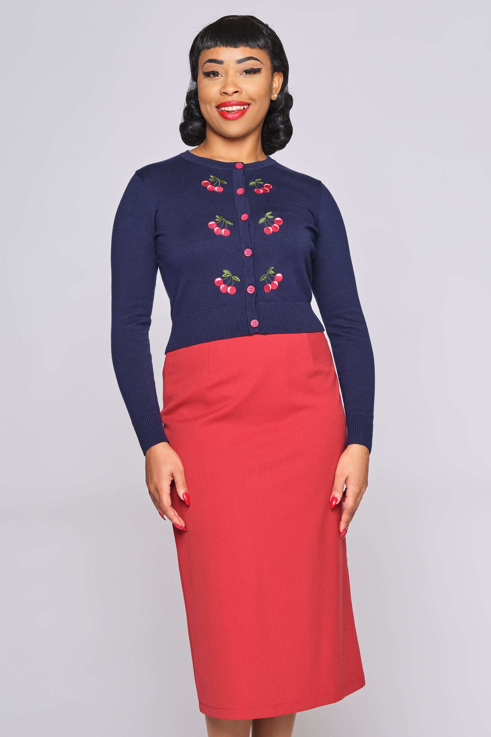 Jessie 50s Cherries Cardigan Lindy Bop