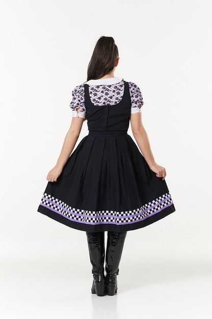 Alternative Checker Pinafore Dress In Purple & White