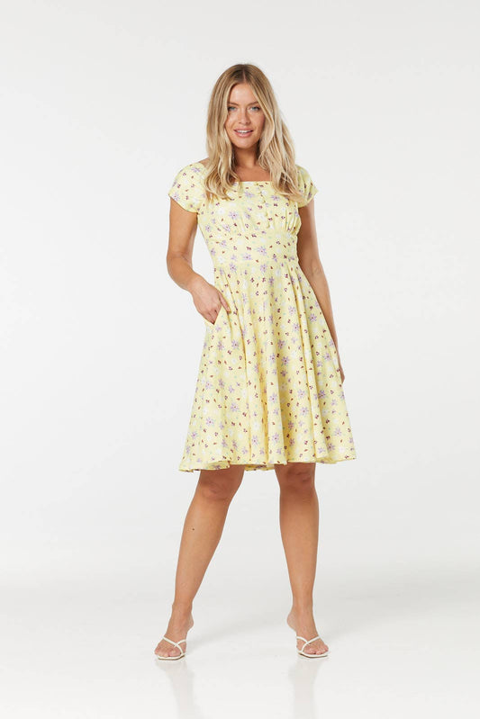 Brianna Midi Fit&Flare Swing Tea Dress