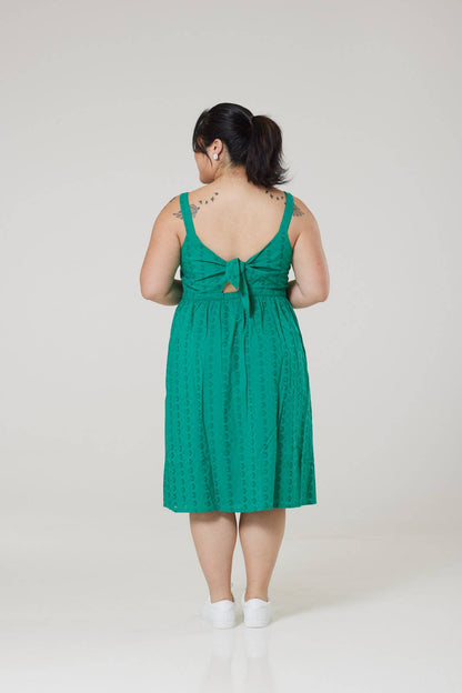 Remmy Org Cotton Anglaise Sun dress Green Dress