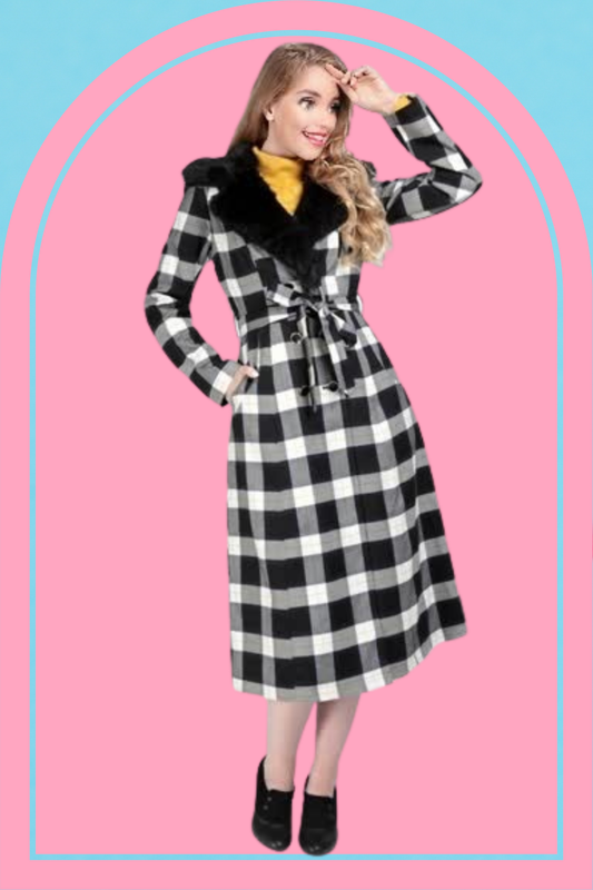 Caron Monochrome Check Coat