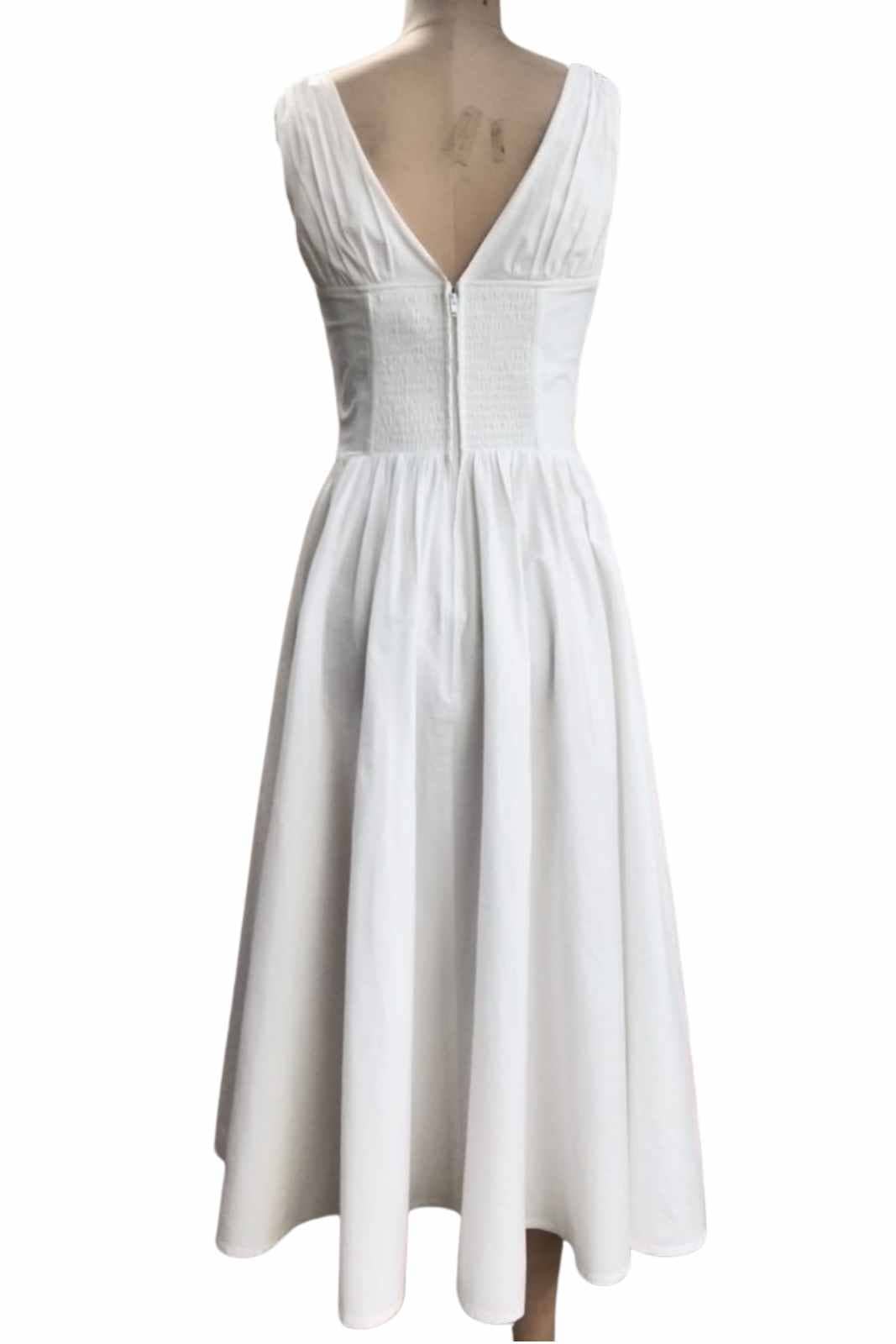 Lysandra V Neck Midi White Dress