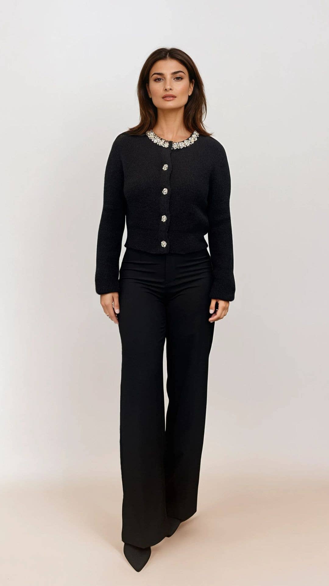 Caspia Wool Cardigan with embellishment