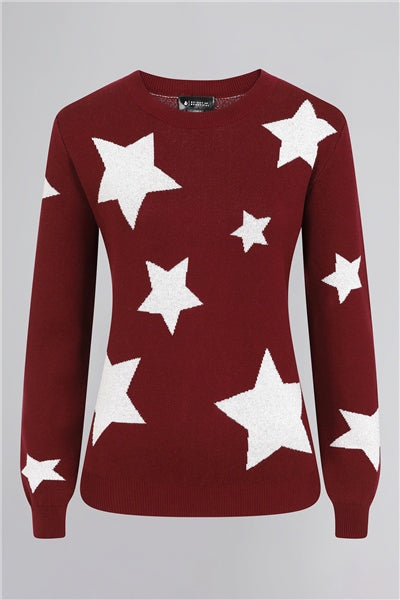 Sabrina Metallic Star Jumper Red