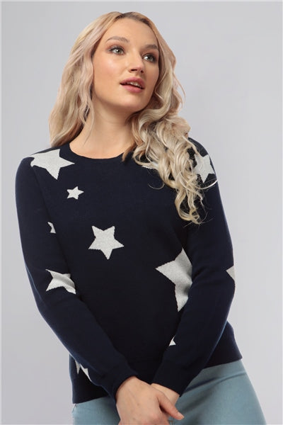 Sabrina Metallic Star Jumper Blue