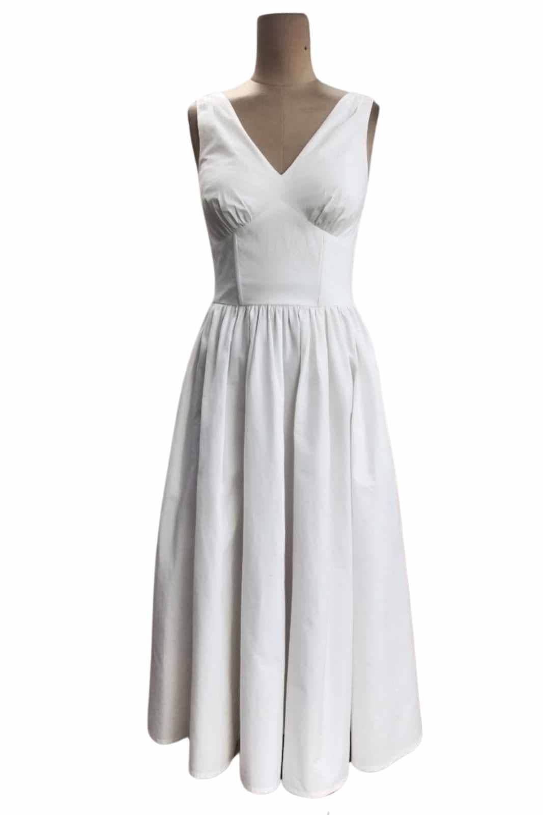 Lysandra V Neck Midi White Dress