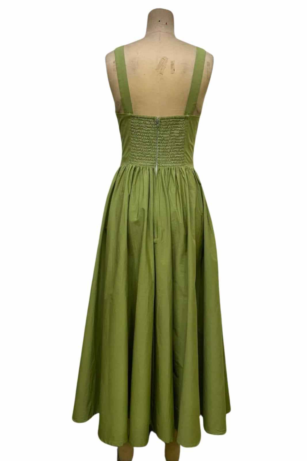 Lolita Square Neck Midi Sage Green Sleeveless Dress