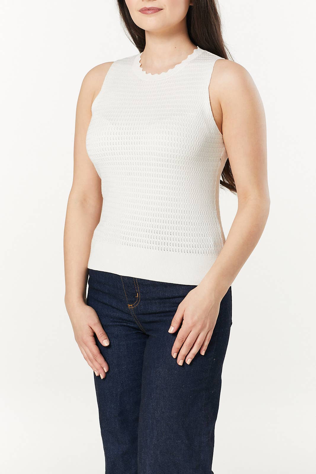 Bailey White Fine Knitted Top -Sustainable
