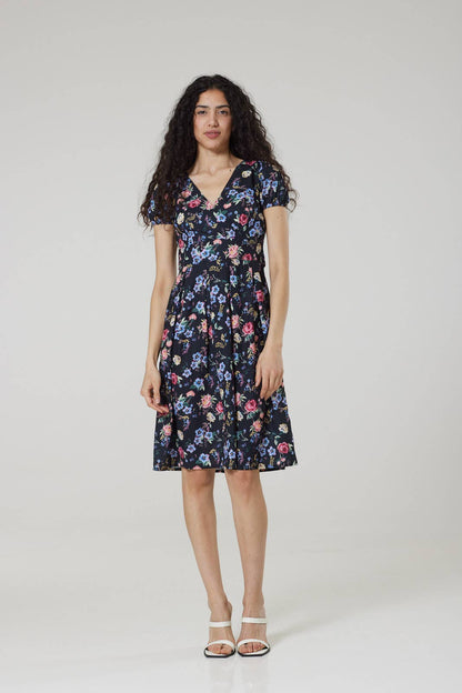 Edwina V Neck Midi Tea, Wrap Dress