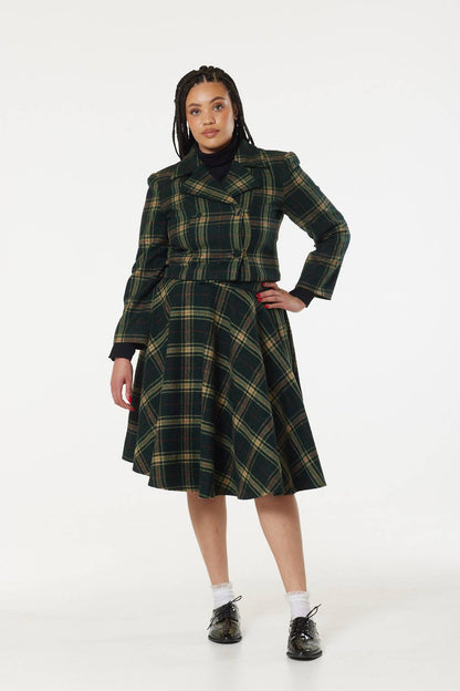 Timeless London Green Check Woollen Cropped Jacket