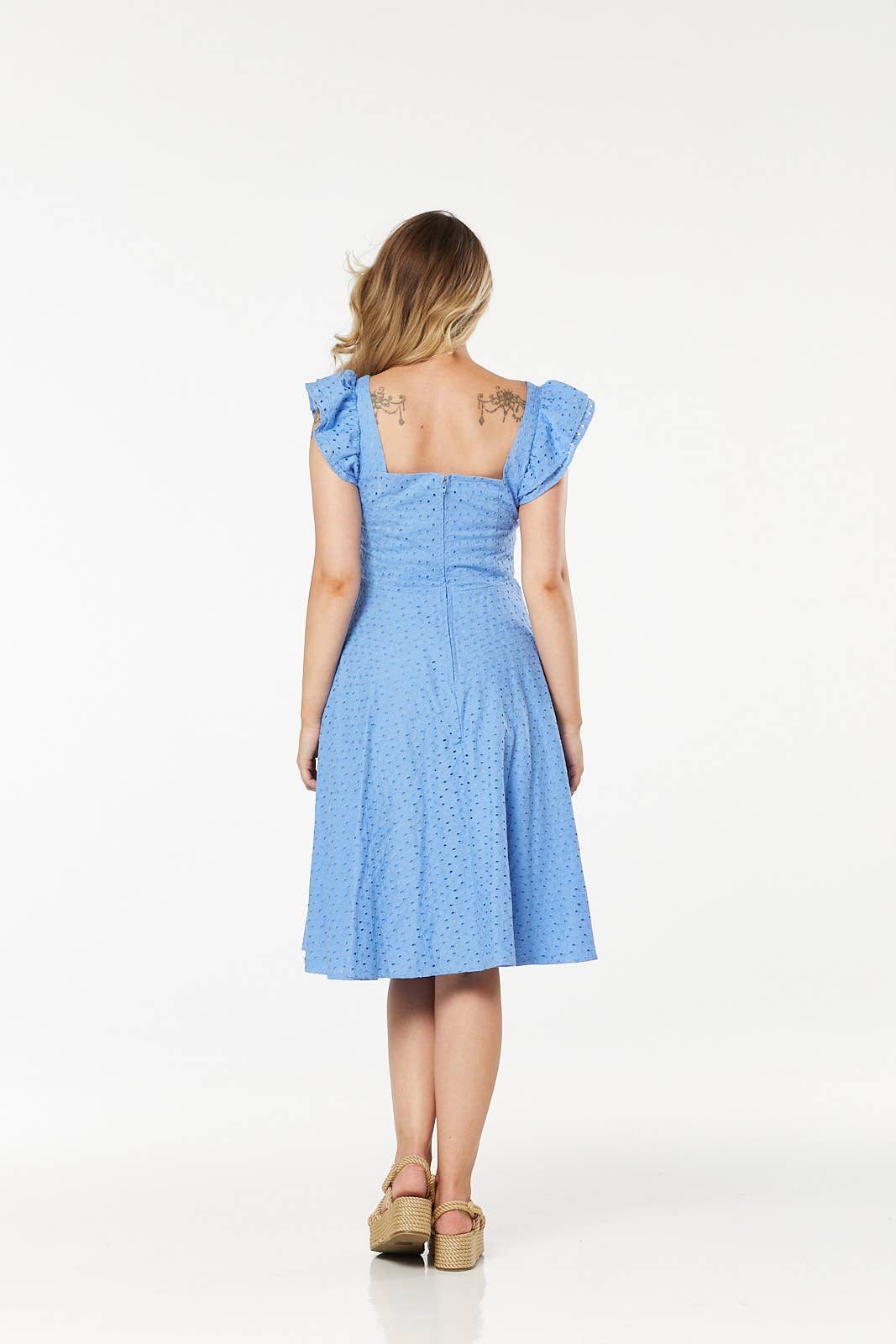 Raphaella Organic Cotton Broderie Anglaise Blue Dress
