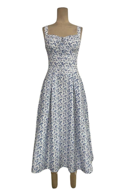 Saira Printed Swing Bust Gathered Tie Midi Dress