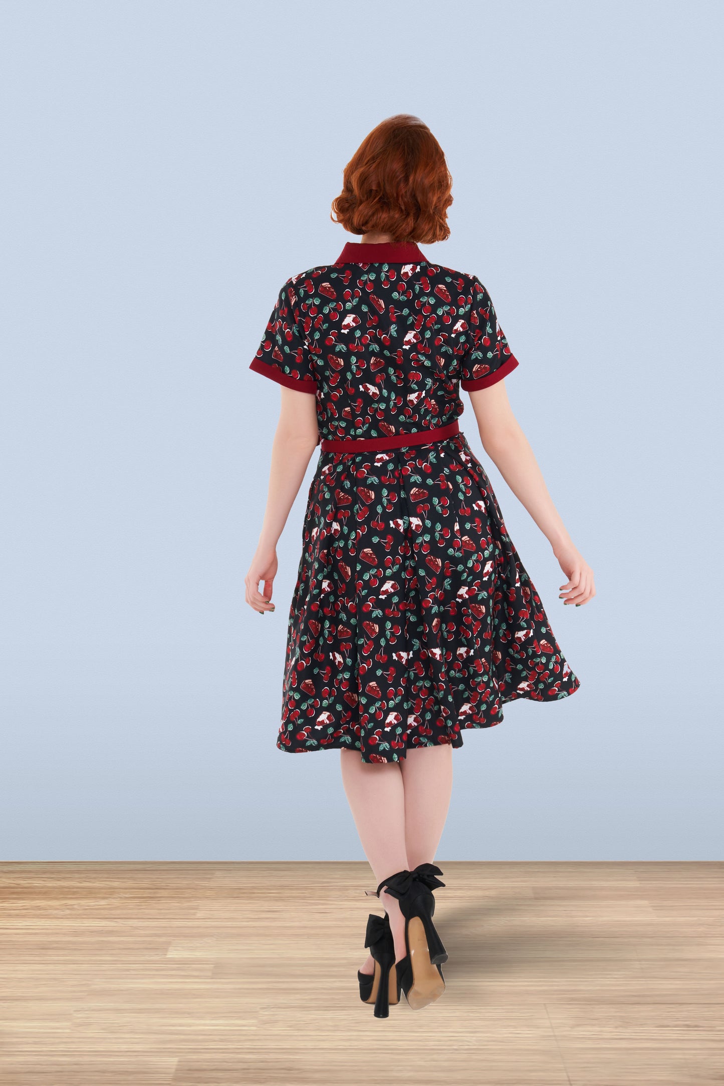 Betty Cherry Dress Black