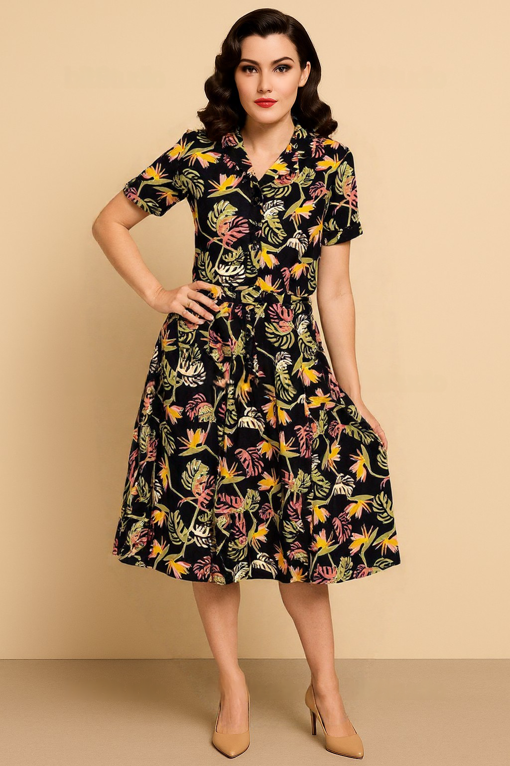 Bridget Paradise Palm Swing Dress