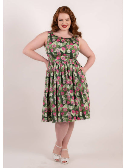 Candice Palm Blush Floral Swing Dress