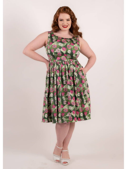 Candice Palm Blush Floral Swing Dress