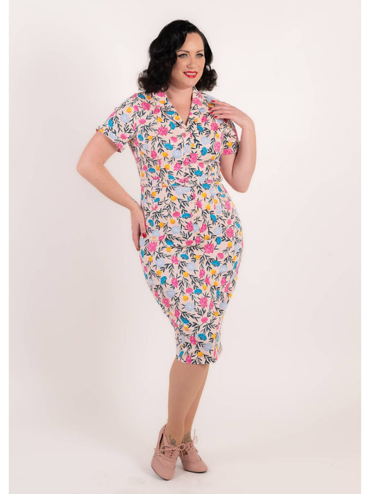 Caterina Floral Whimsy Pencil Dress