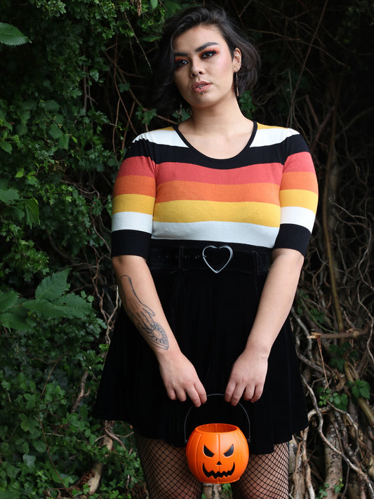 Chrissie Candy Corn Striped Knit Top