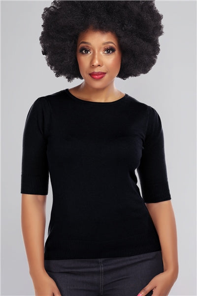 Chrissie Plain Knit Top Black
