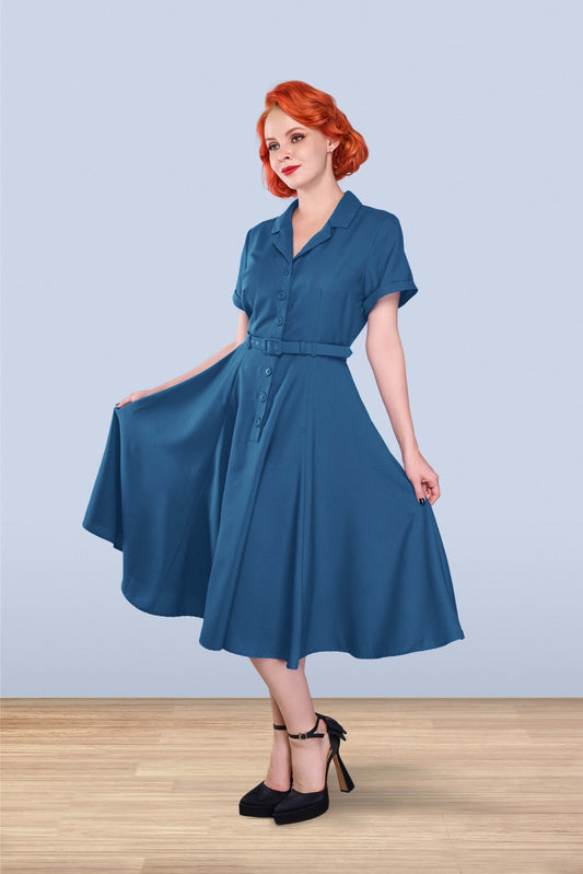 Christine Flared Dress Blue