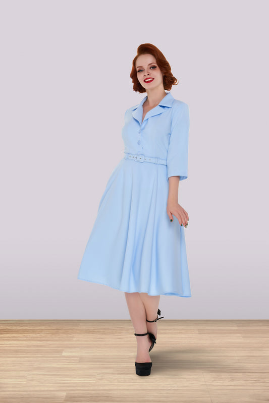 Christine Flared Skirt Light Blue