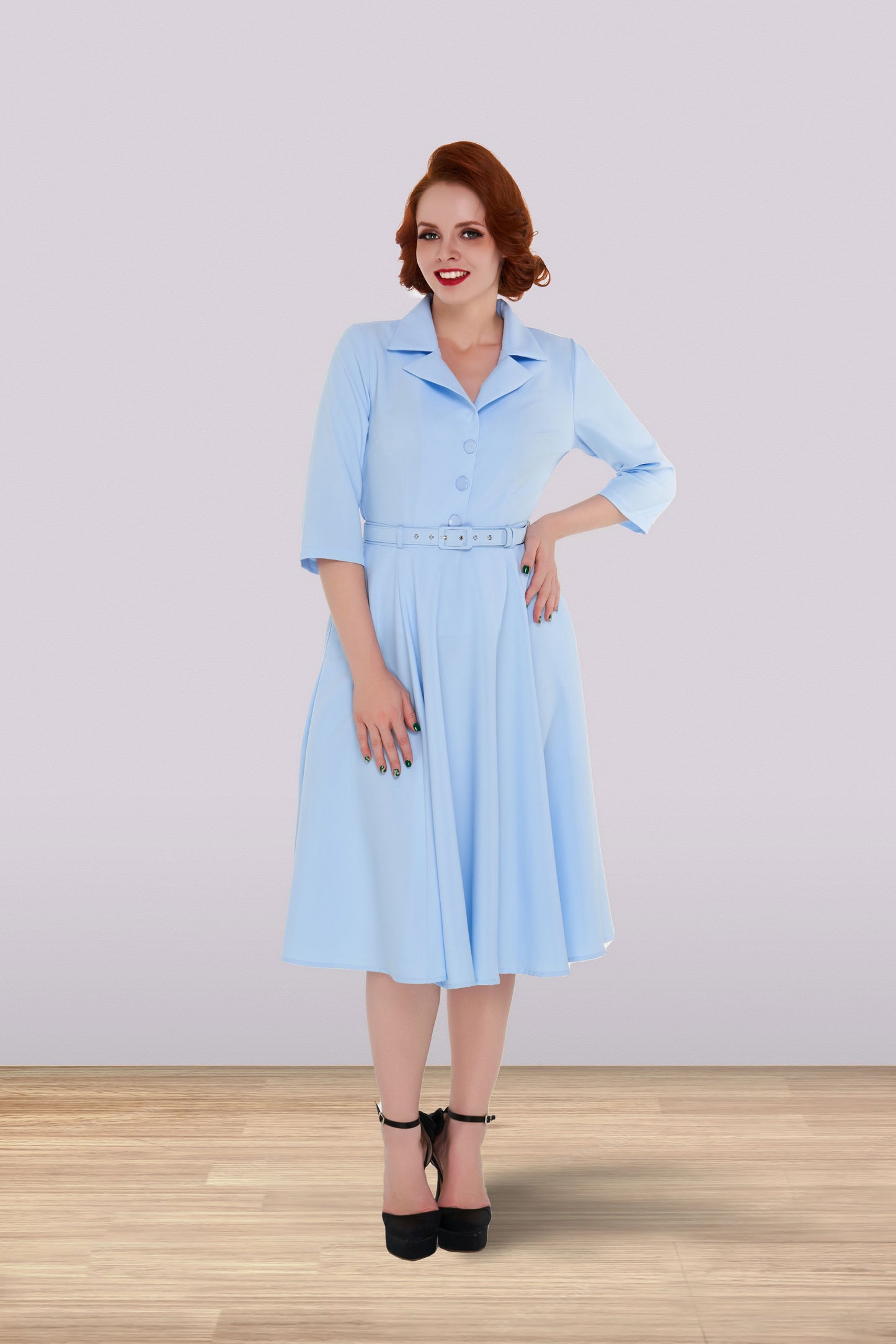 Christine Flared Skirt Light Blue