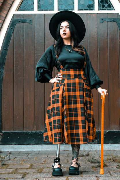 Alexa Pumpkin Check Swing Skirt