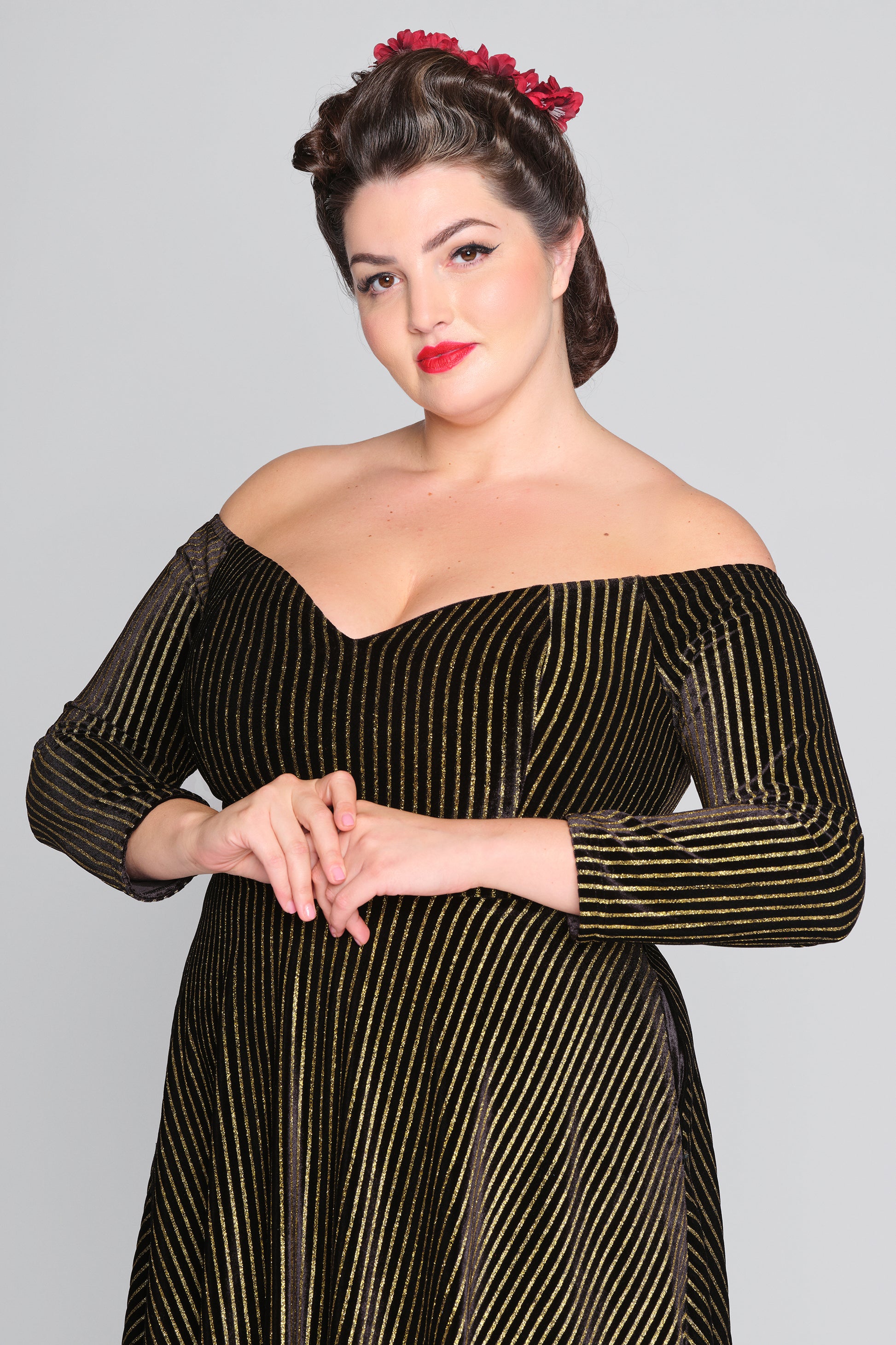 Anjelica Glitter Stripe Swing Dress Lindy Bop Anjelica Glitter Stripe Swing Dress Lindy Bop