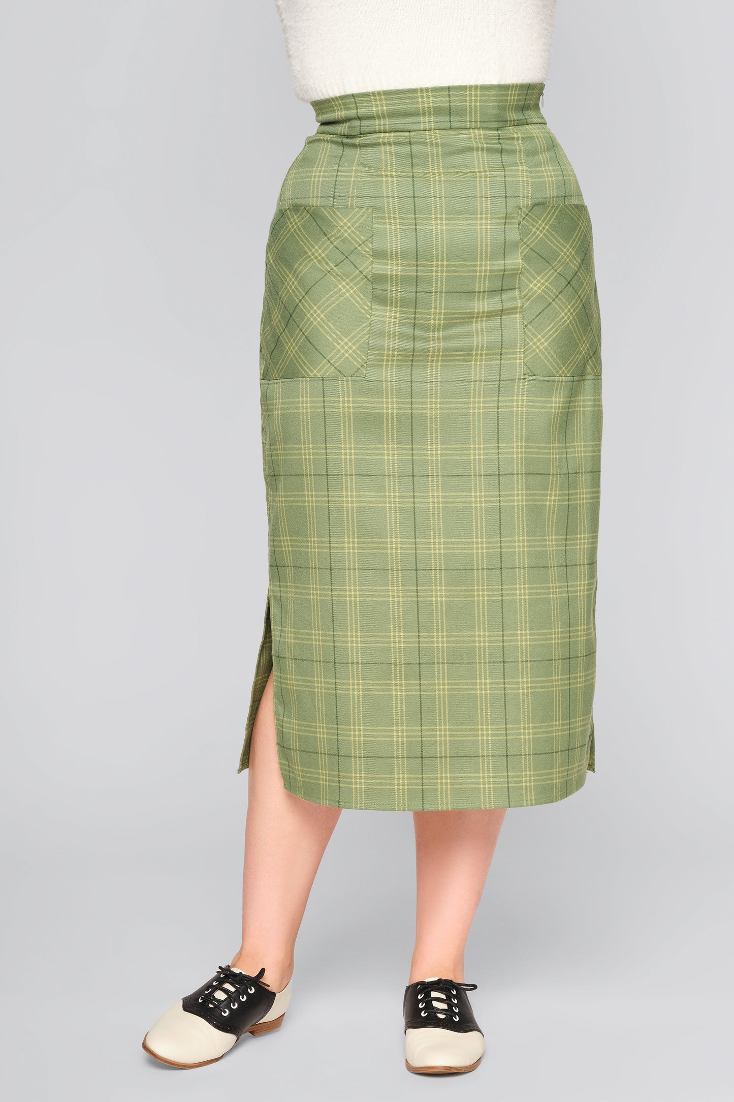 Renee Leaf Check Midi Skirt
