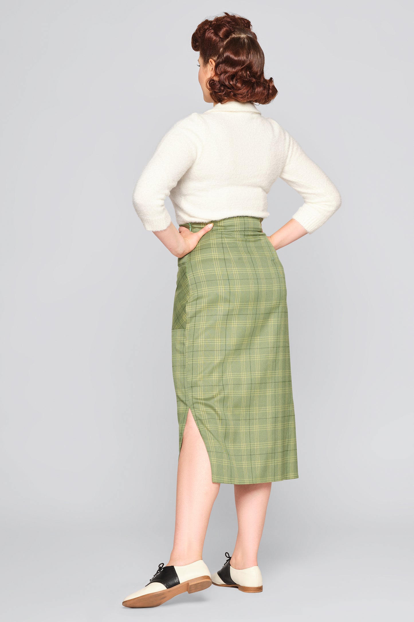 Renee Leaf Check Midi Skirt
