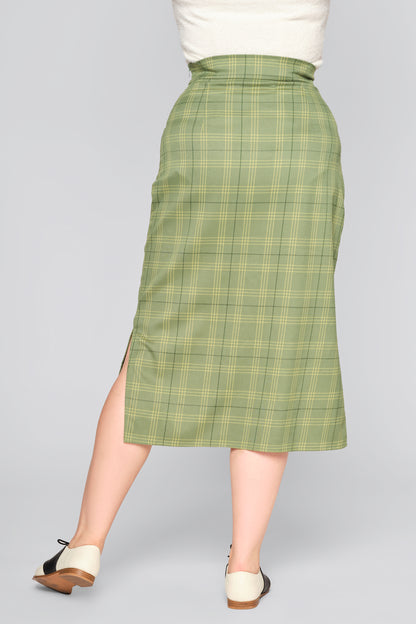 Renee Leaf Check Midi Skirt