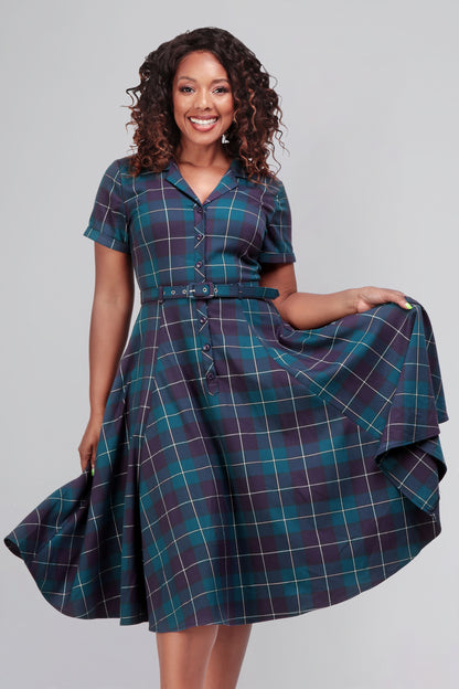 Caterina Mermaid Check Swing Dress