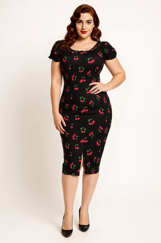 Daphne 50s Cherries Pencil Dress