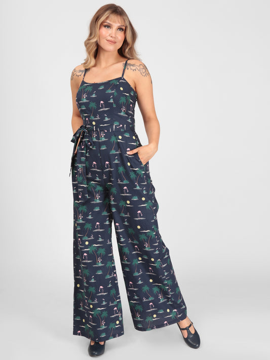Edda Flamingo Palm Jumpsuit