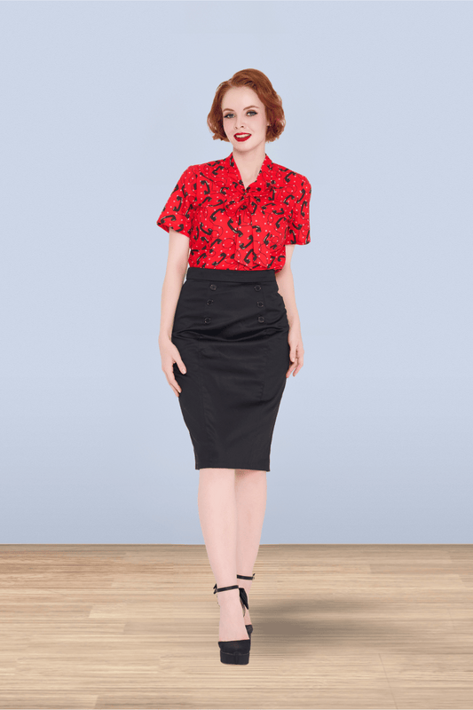 Edith Black Pencil Skirt